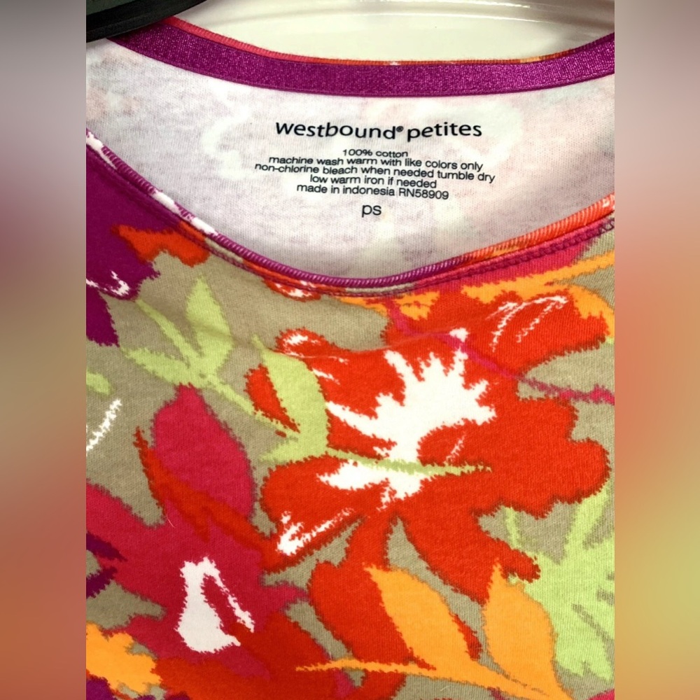 Westbound floral women’s 100% Cotton Top Petite Small PS colorful shirt - Picture 5 of 8